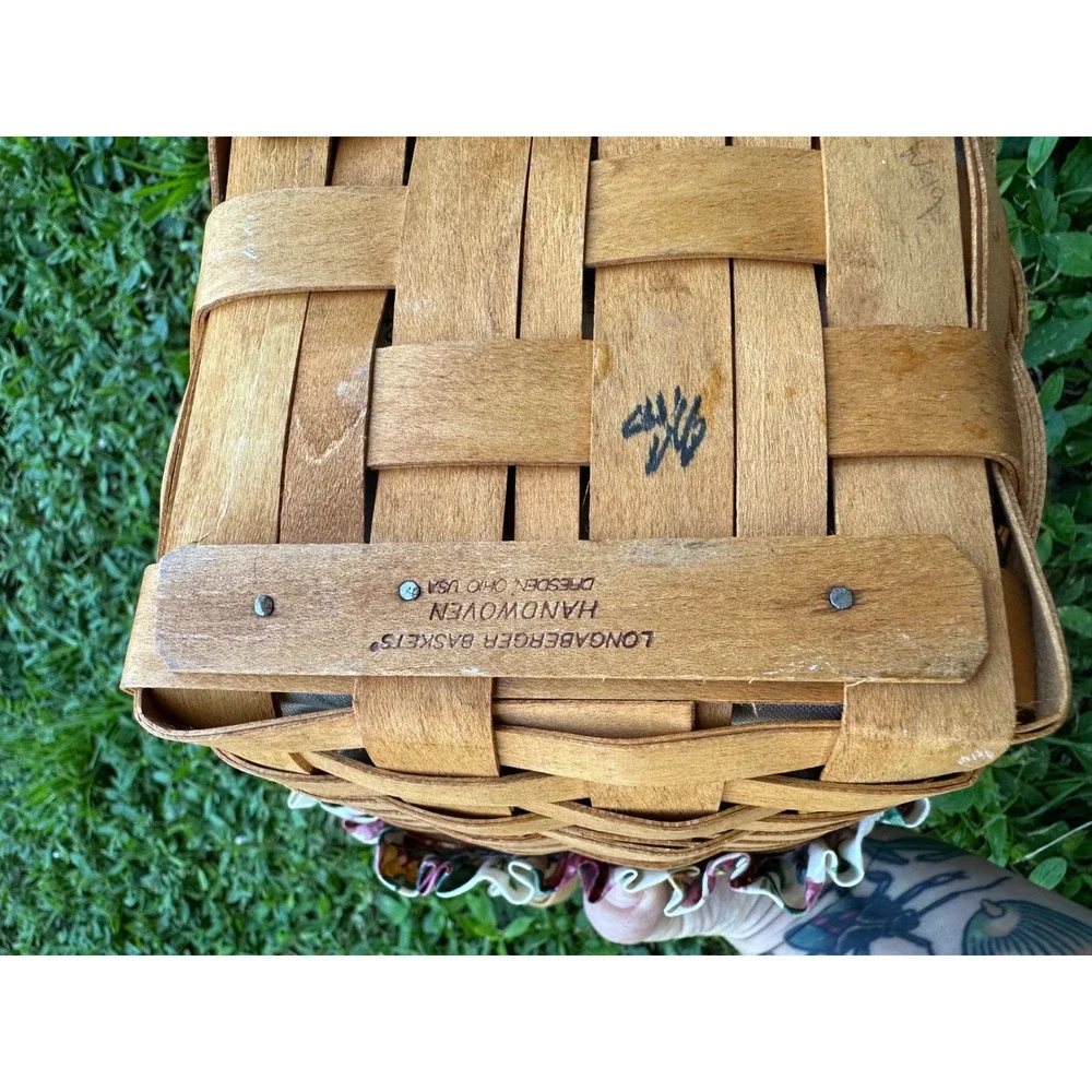 Longaberger Handwoven Basket Set Tissue Box Cover with Lid and Small Basket